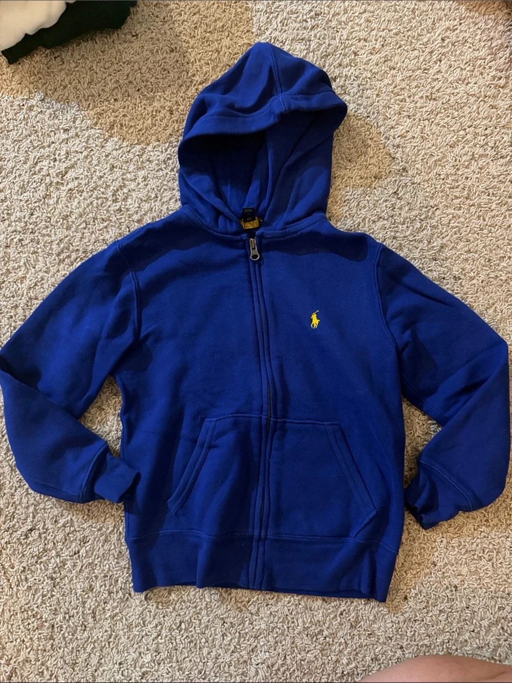 Ralph Lauren Kids Royal Blue Zip Hoodie with Yellow Pony